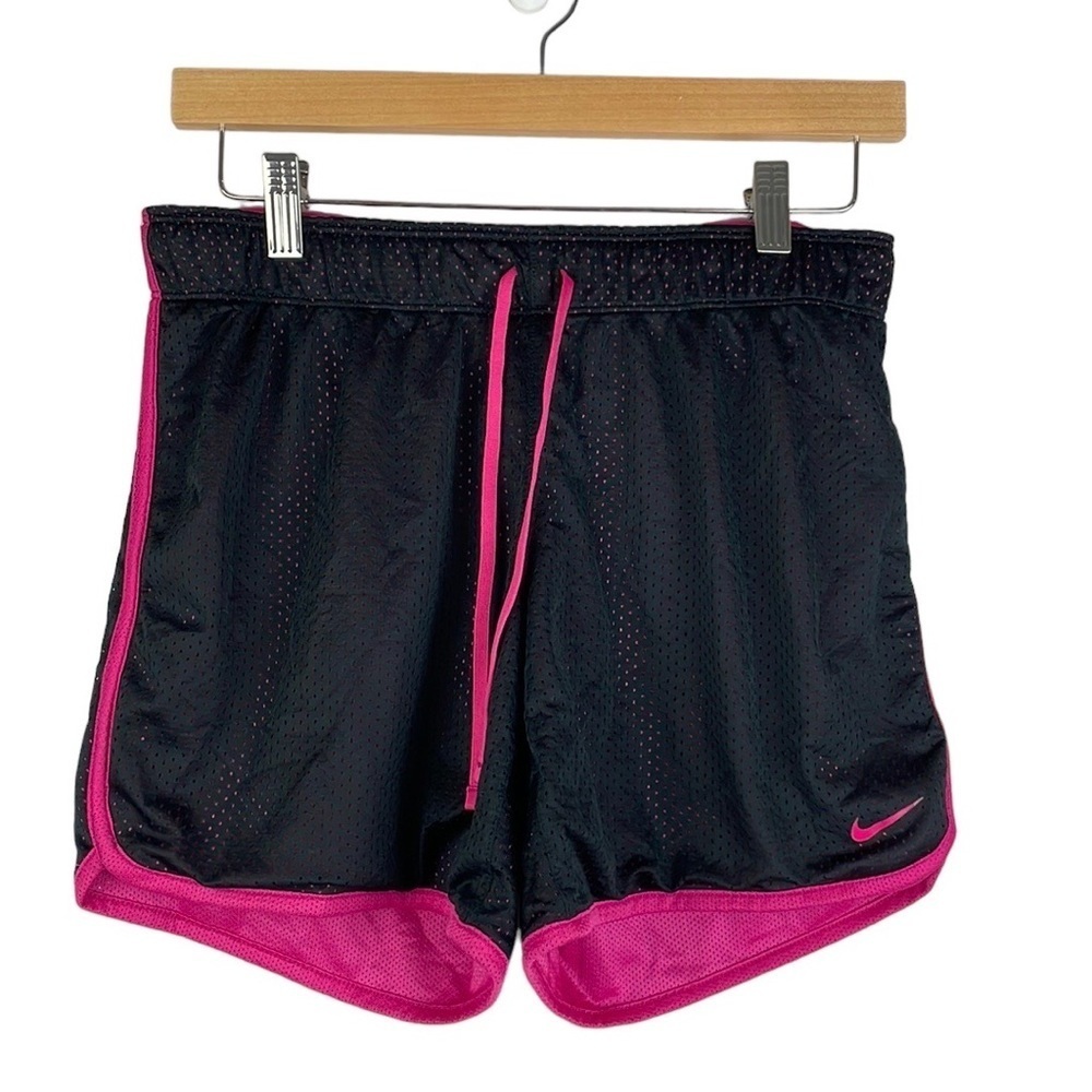 Nike Dri-Fit Women Shorts SZ S Black/Pink Drawstrings Mesh Breathable